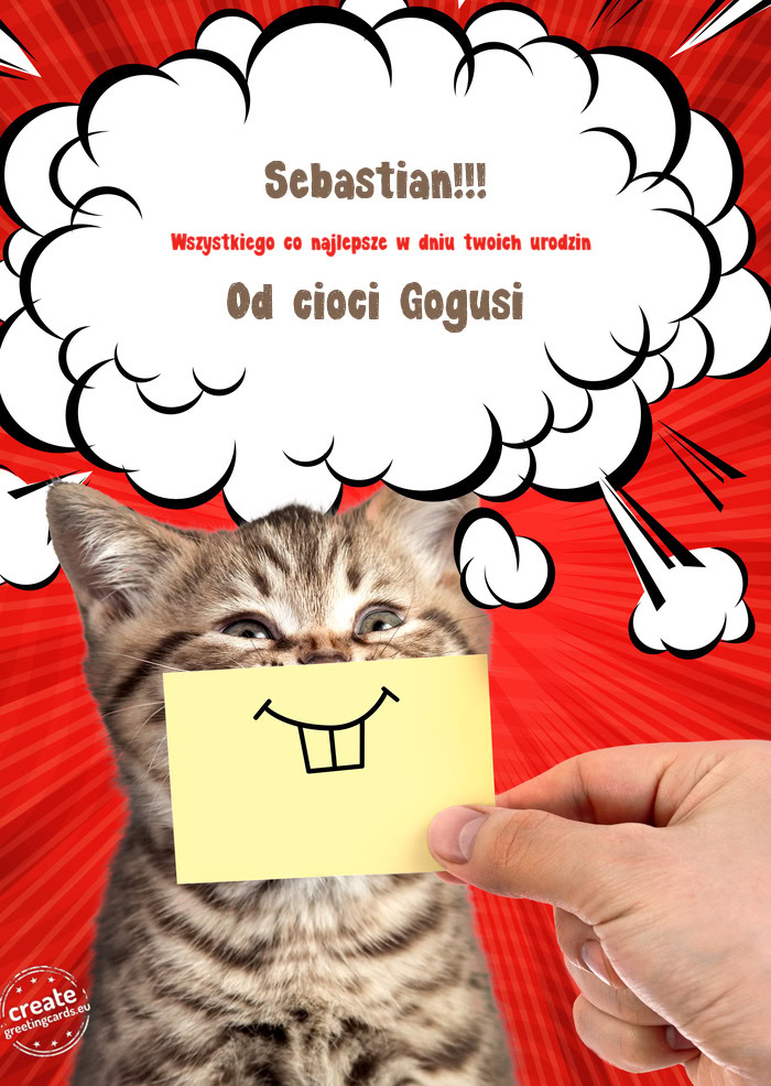 Sebastian!!! Wszystkiego co najlepsze w dniu twoich urodzin Od cioci Gogusi