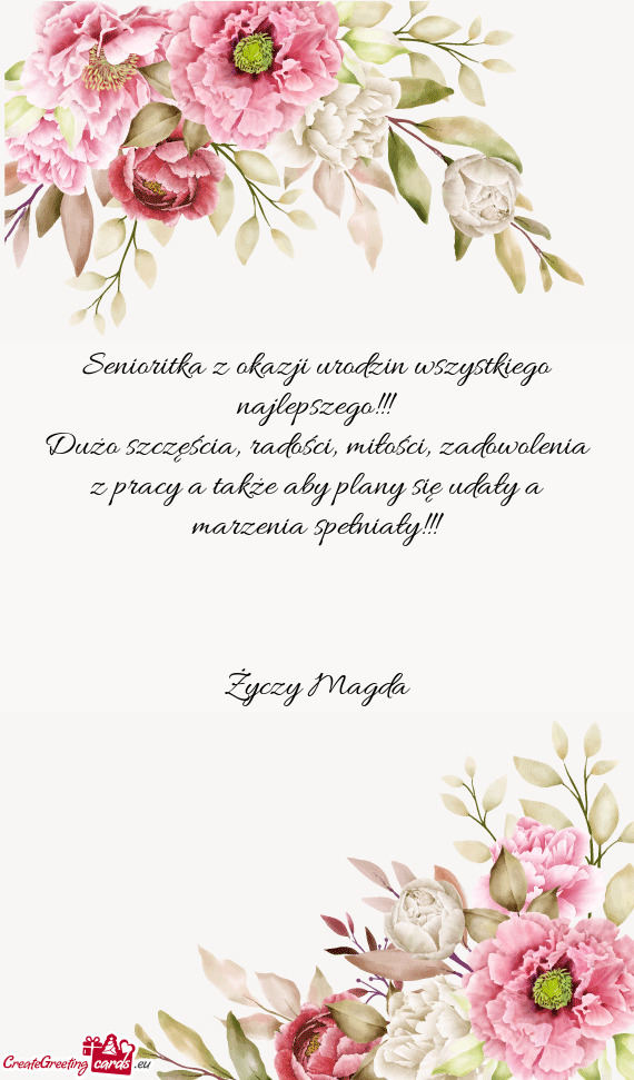 Senioritka z okazji urodzin wszystkiego najlepszego