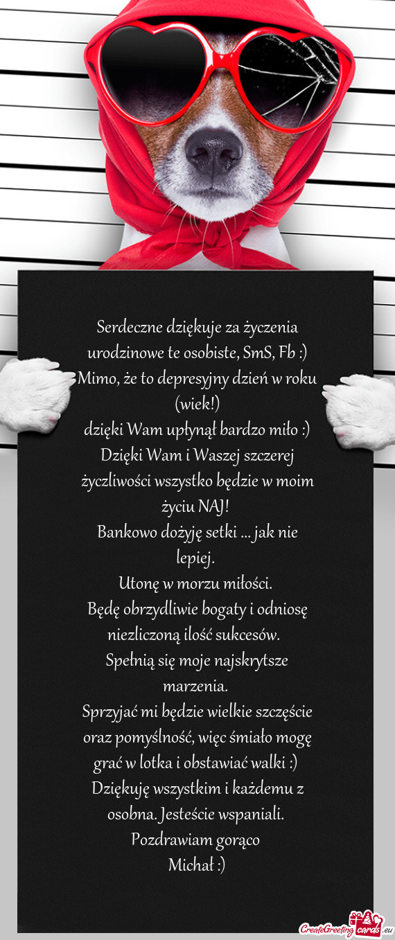 Serdeczne dziękuje za życzenia urodzinowe te osobiste, SmS, Fb :)