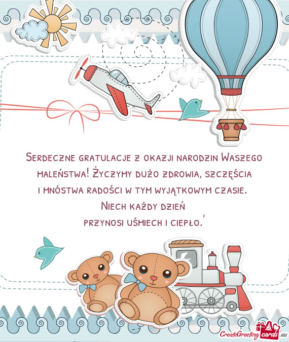 Serdeczne gratulacje z okazji narodzin Waszego maleństwa! Życzymy dużo zdrowia, szczęścia