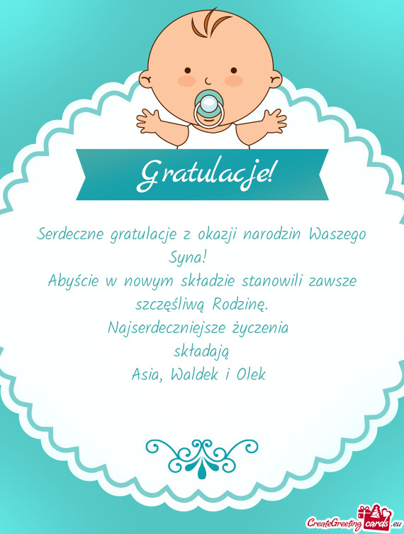 Serdeczne gratulacje z okazji narodzin Waszego Syna! ❤