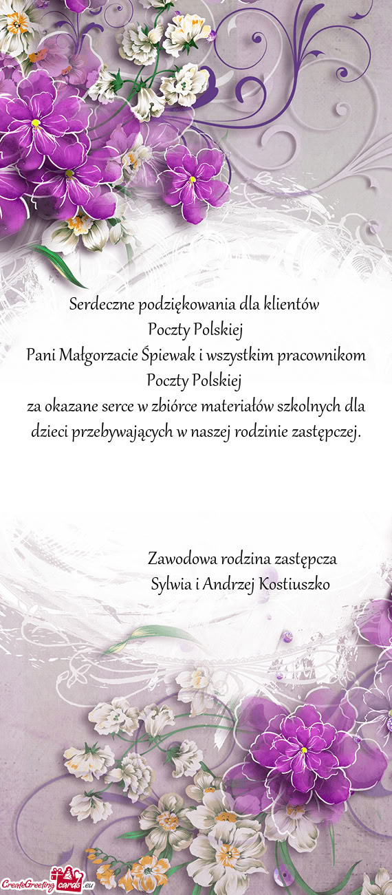 Serdeczne podziękowania dla klientów