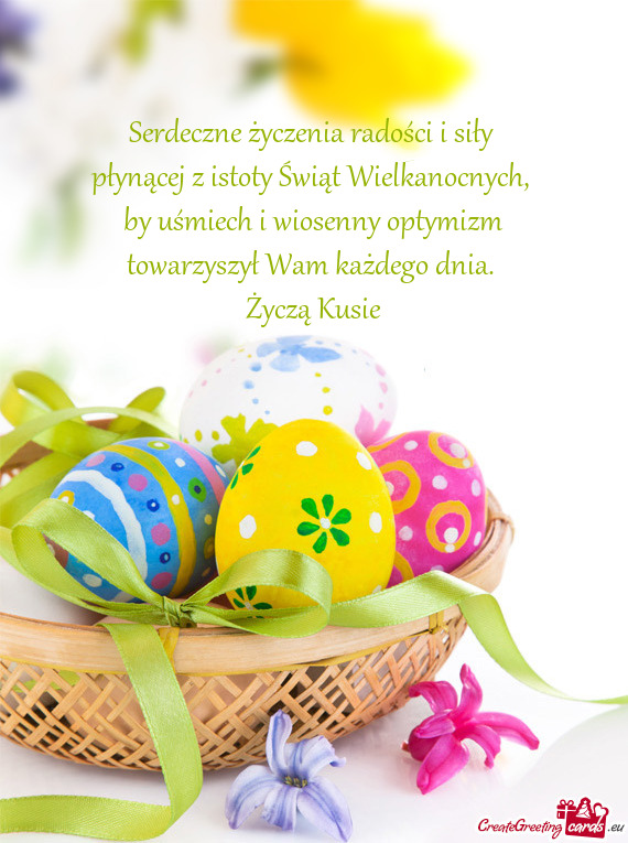 Serdeczne życzenia radości i siły 
 płynącej z istoty Świąt Wielkanocnych