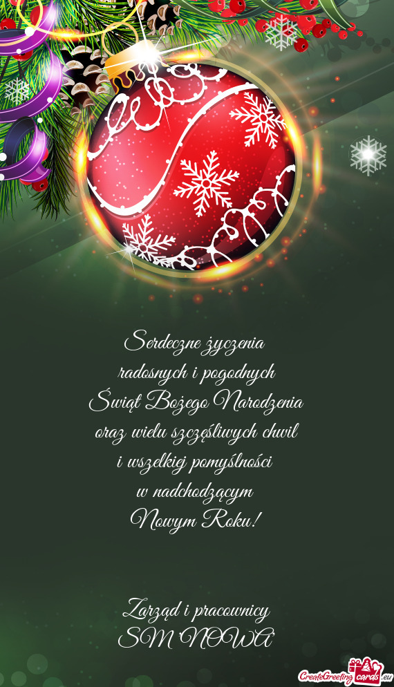 Serdeczne życzenia radosnych i pogodnych Świąt Bożego Narodzenia oraz wielu szczęśliwych c
