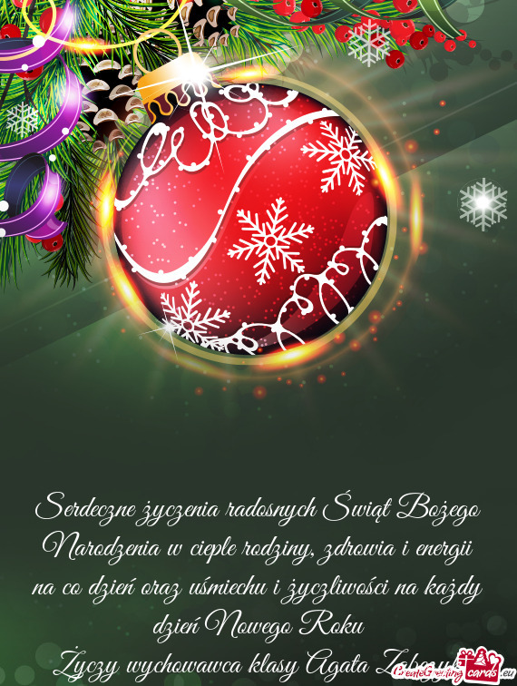 Serdeczne życzenia radosnych Świąt Bożego Narodzenia w cieple rodziny, zdrowia i energii na co d