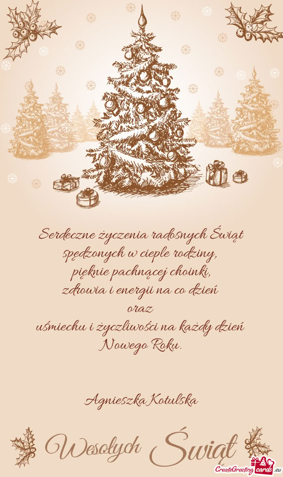 Serdeczne życzenia radosnych Świąt spędzonych w cieple rodziny