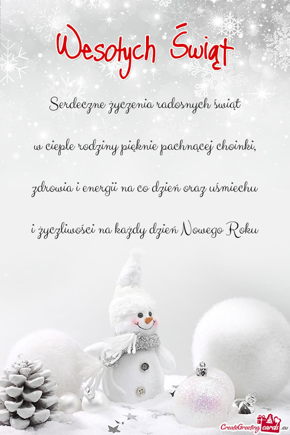 Serdeczne życzenia radosnych świąt w cieple rodziny pięknie pachnącej choinki