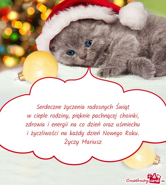 Serdeczne życzenia radosnych Świąt  w cieple rodziny, pięknie pachnącej