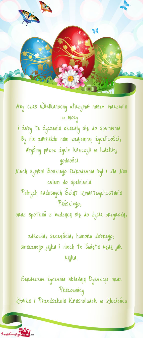 Serdeczne życzenia składają Dyrekcja oraz Pracownicy