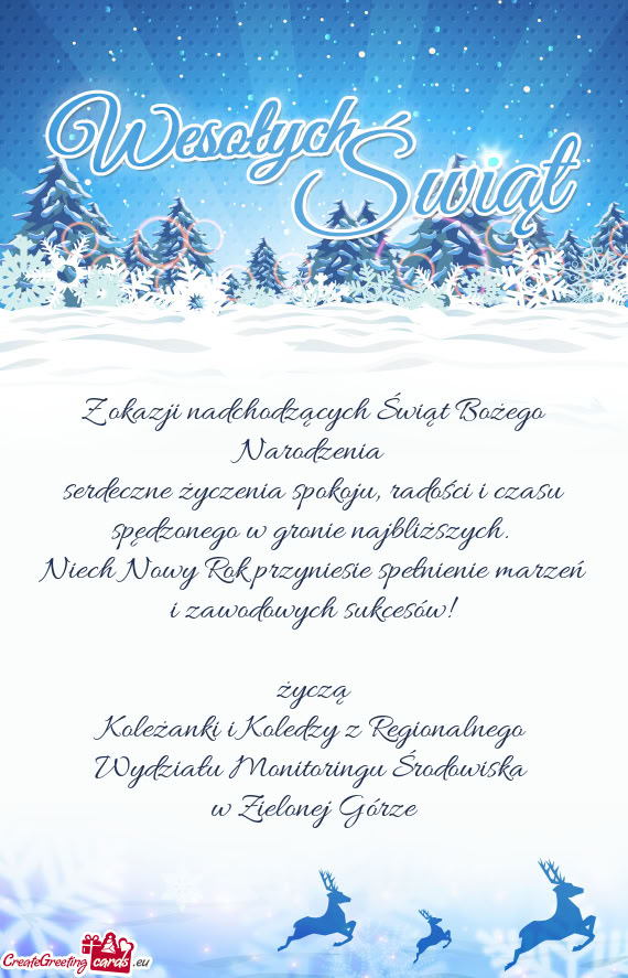 Serdeczne życzenia spokoju, radości i czasu spędzonego w gronie najbliższych