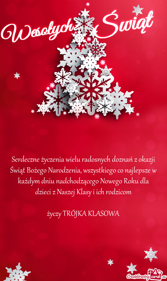 Serdeczne życzenia wielu radosnych doznań z okazji Świąt Bożego Narodzenia, wszystkiego co najl