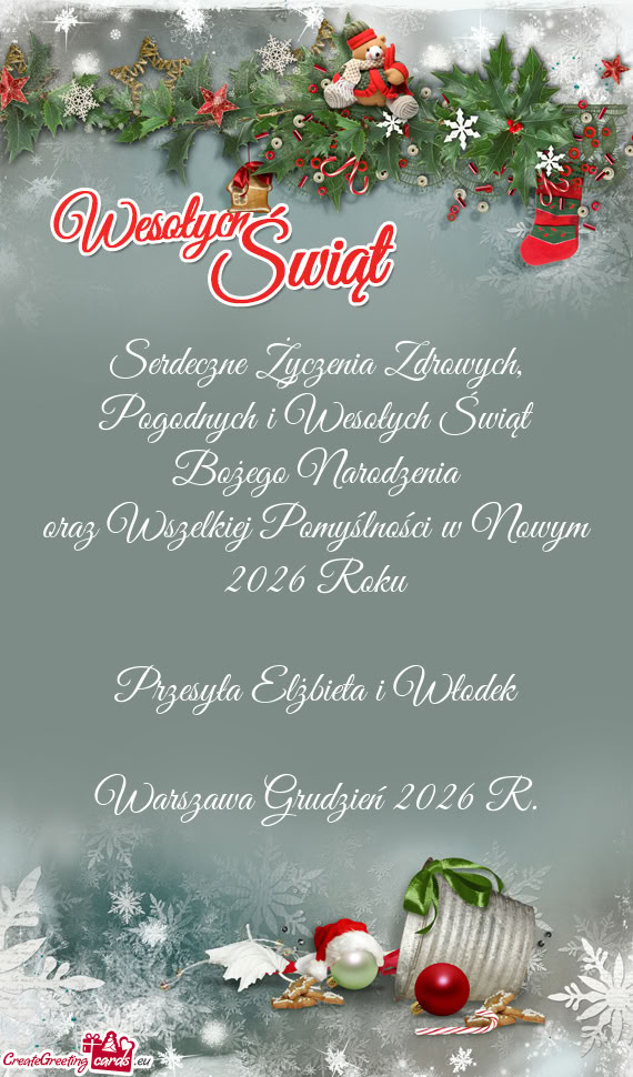 Serdeczne Życzenia Zdrowych, Pogodnych i Wesołych Świąt Bożego Narodzenia
