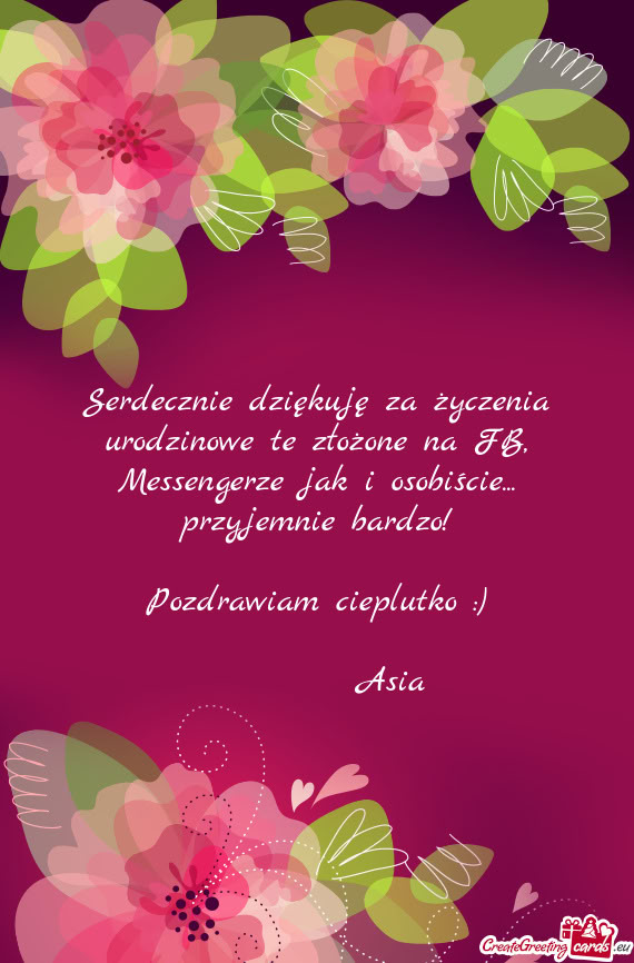 Serdecznie dziękuję za życzenia urodzinowe te złożone na FB, Messengerze jak i osobiście... pr