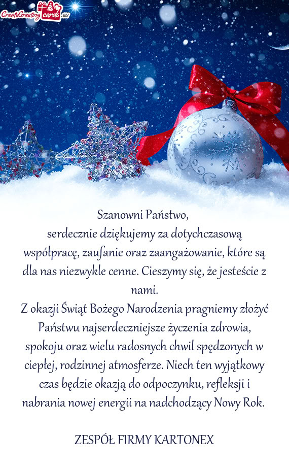 Serdecznie dziękujemy za dotychczasową współpracę, zaufanie oraz zaangażowanie, które są dla