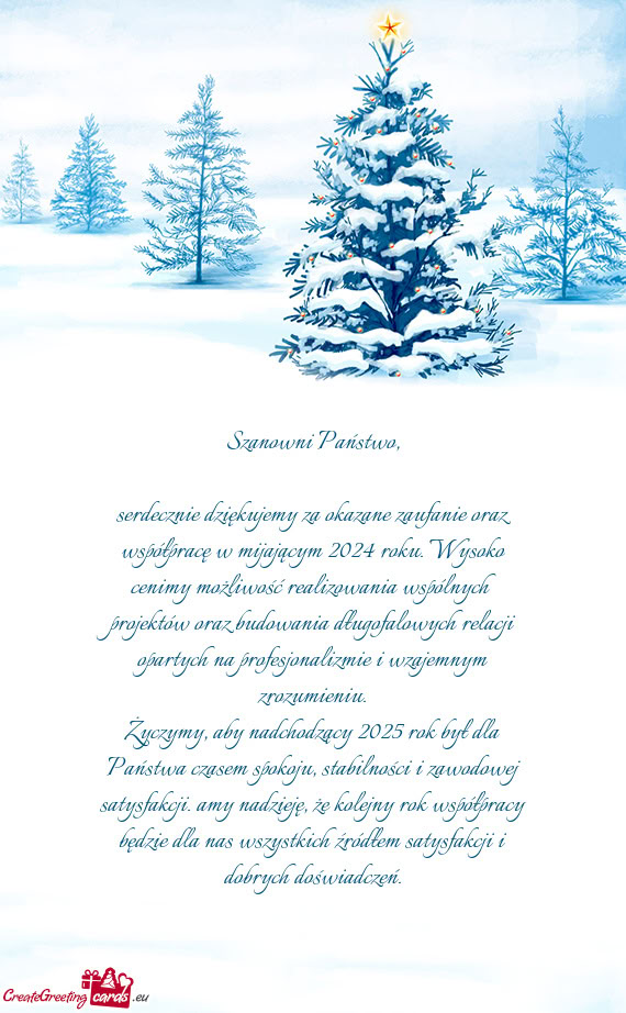Serdecznie dziękujemy za okazane zaufanie oraz współpracę w mijającym 2024 roku. Wysoko cenimy