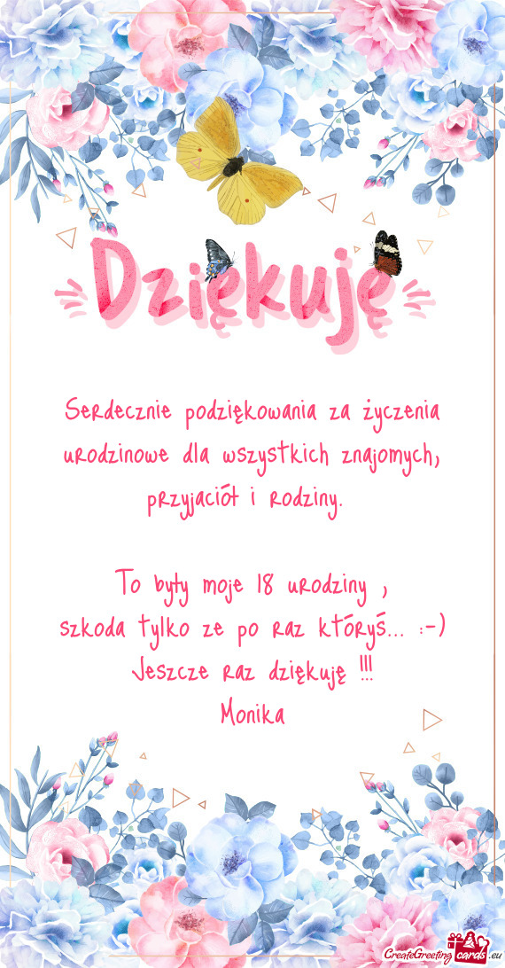 Serdecznie podziękowania za życzenia urodzinowe dla wszystkich znajomych,