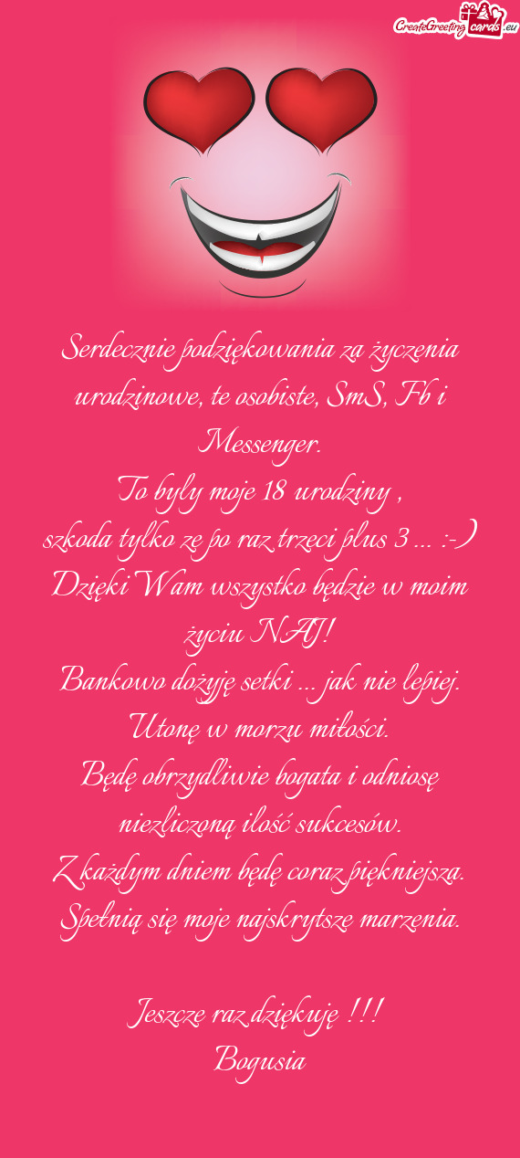 Serdecznie podziękowania za życzenia urodzinowe, te osobiste, SmS, Fb i Messenger