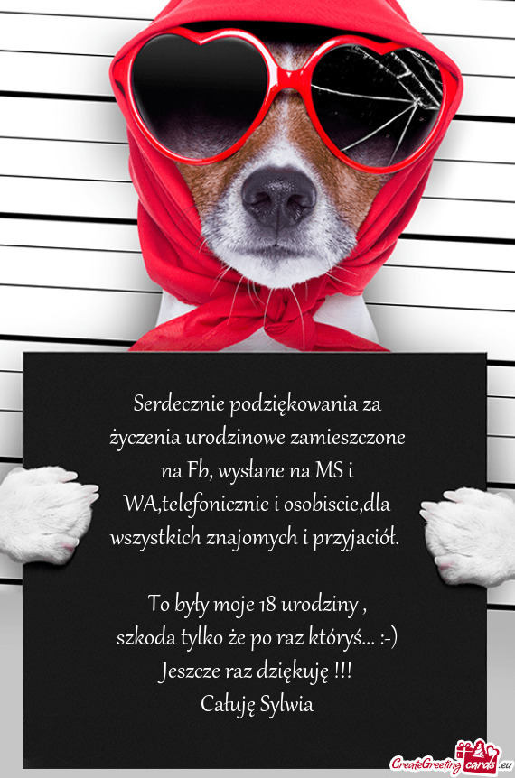 Serdecznie podziękowania za życzenia urodzinowe zamieszczone na Fb, wysłane na MS i WA,telefonicz