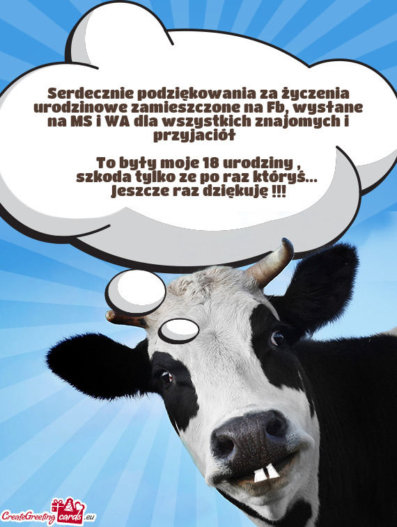 Serdecznie podziękowania za życzenia urodzinowe zamieszczone na Fb, wysłane