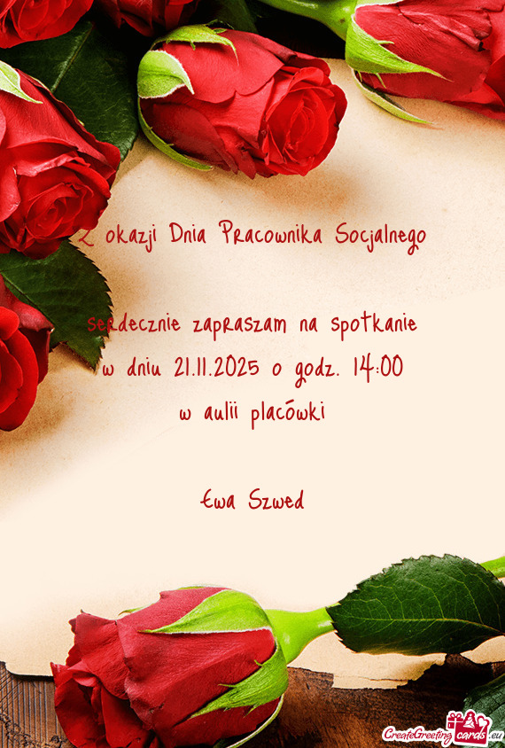 Serdecznie zapraszam na spotkanie w dniu 21.11.2025 o godz. 14:00