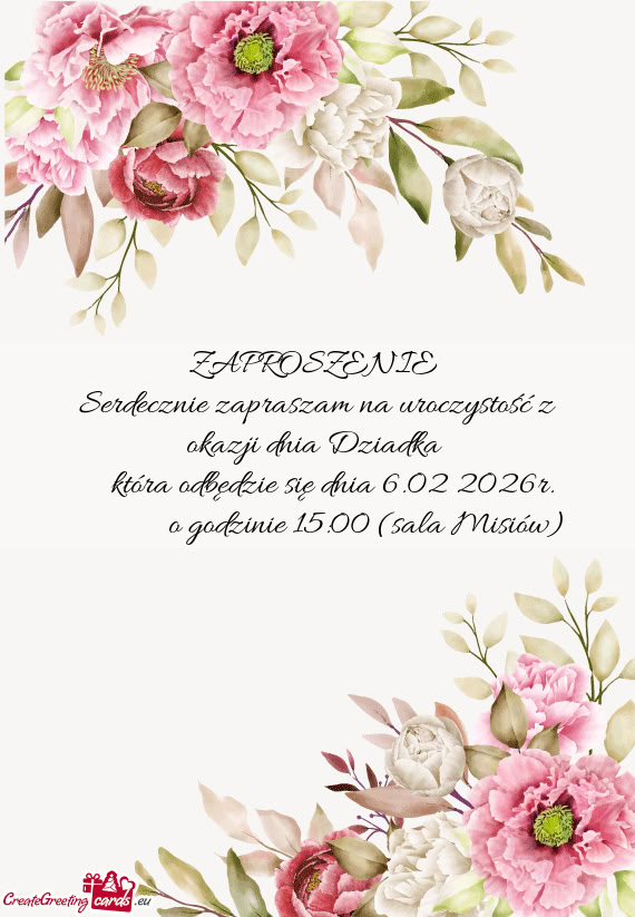 Serdecznie zapraszam na uroczystość z okazji dnia Dziadka