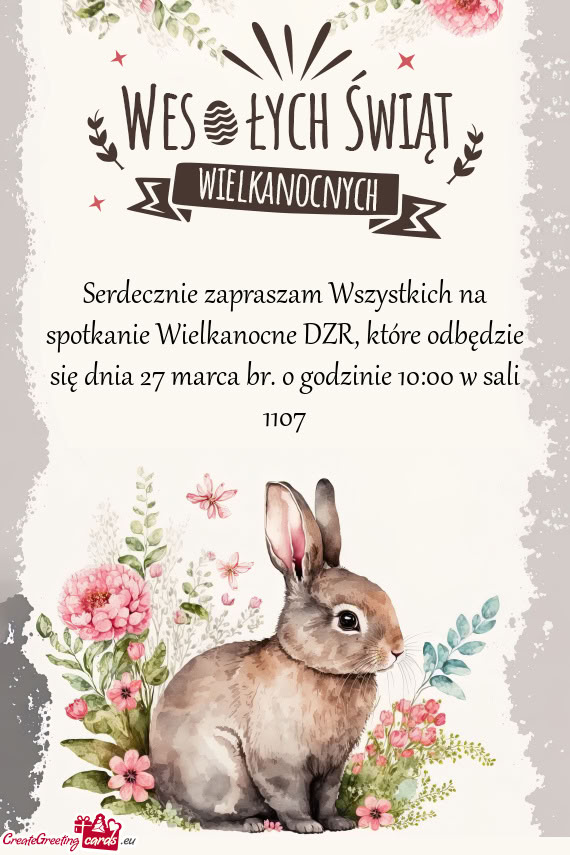 Serdecznie zapraszam Wszystkich na spotkanie Wielkanocne DZR, które odbędzie się dnia 27 marca br