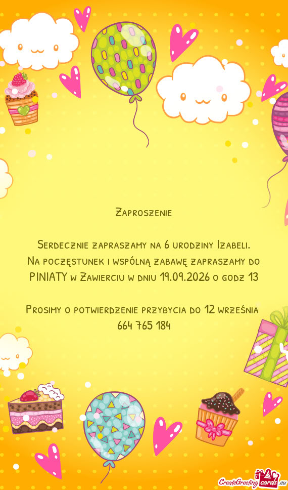 Serdecznie zapraszamy na 6 urodziny Izabeli