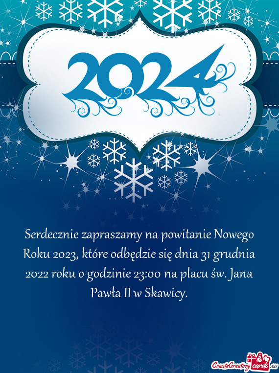 Serdecznie zapraszamy na powitanie Nowego Roku 2023, które odbędzie się dnia 31 grudnia 2022 roku