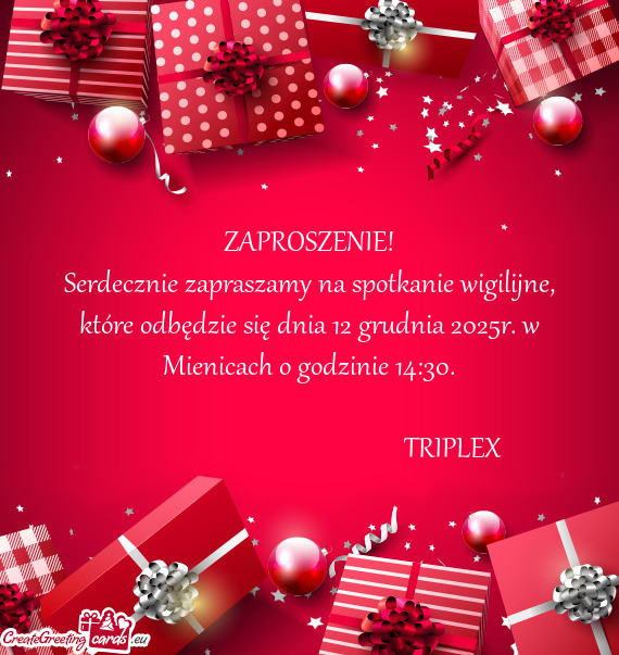 Serdecznie zapraszamy na spotkanie wigilijne, które odbędzie się dnia 12 grudnia 2025r. w Mienica