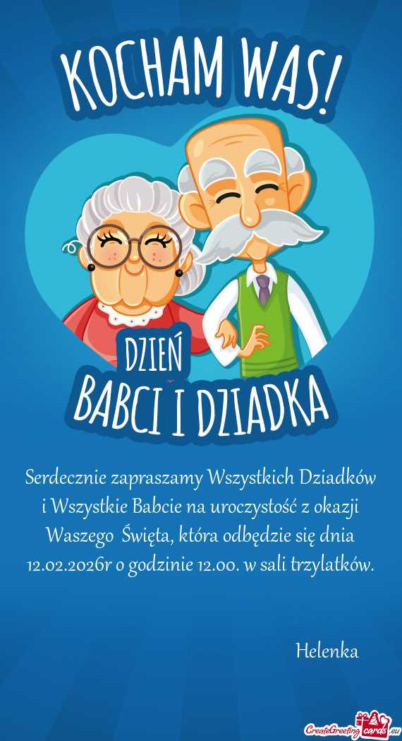 Serdecznie zapraszamy Wszystkich Dziadków i Wszystkie Babcie na uroczystość z okazji Waszego Św