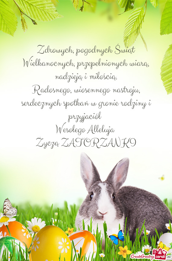 Serdecznych spotkań w gronie rodziny i przyjaciół Wesołego Alleluja Życzą ZATORZANKI