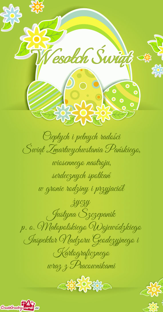 Serdecznych spotkań w gronie rodziny i przyjaciół życzy Justyna Szczepanik p