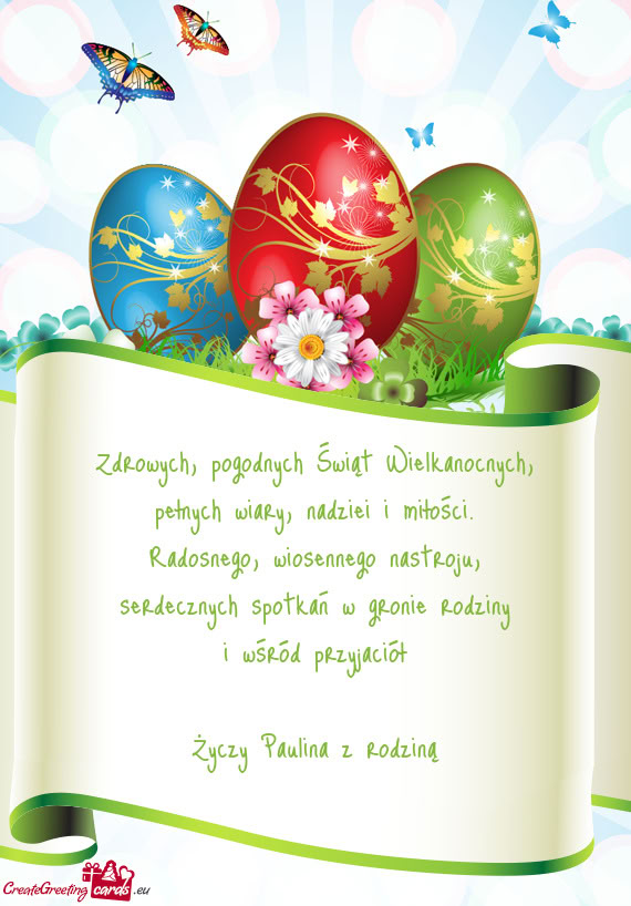 Serdecznych spotkań w gronie rodziny i wśród przyjaciół Paulina z rodziną