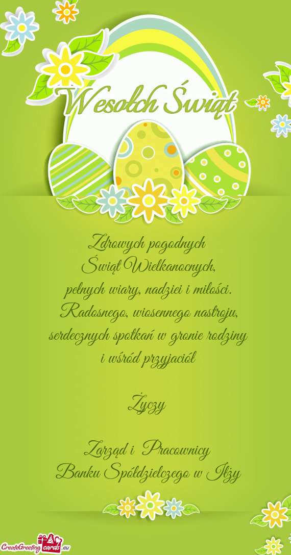 Serdecznych spotkań w gronie rodziny i wśród przyjaciół  Zarząd i Pracownicy