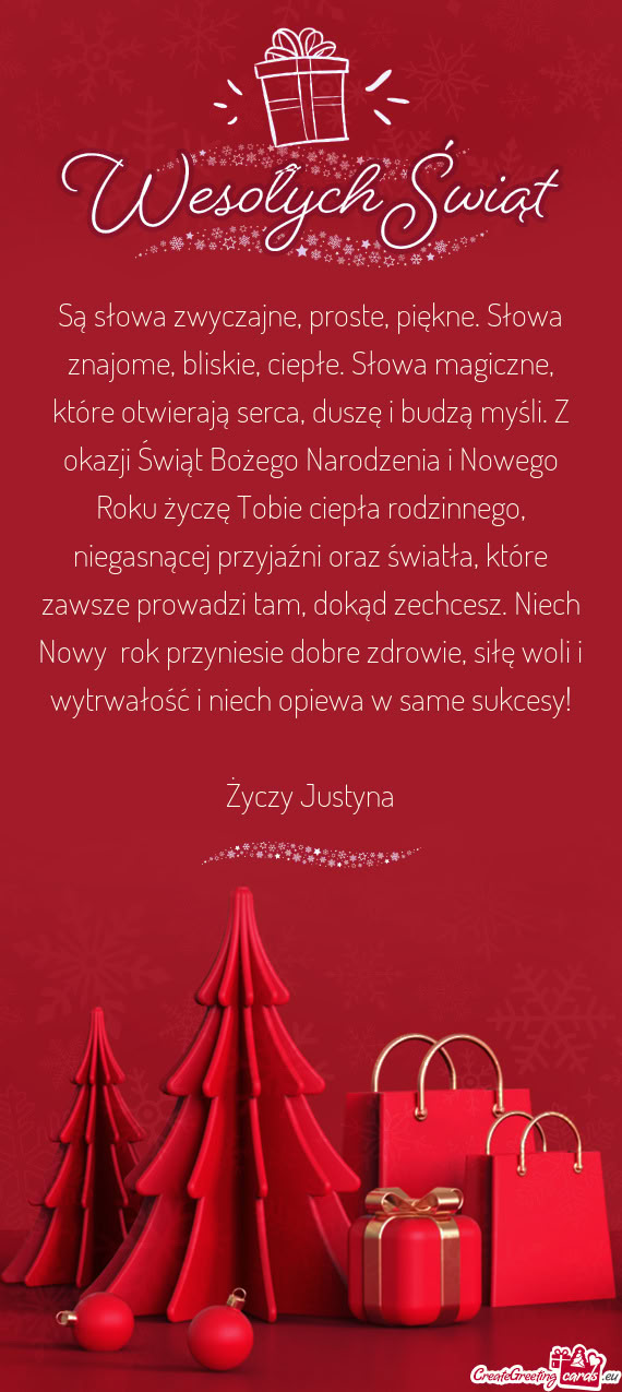 Siłę woli i wytrwałość i niech opiewa w same sukcesy! Justyna