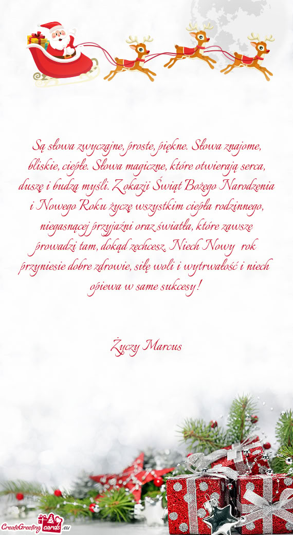 Siłę woli i wytrwałość i niech opiewa w same sukcesy!  Marcus