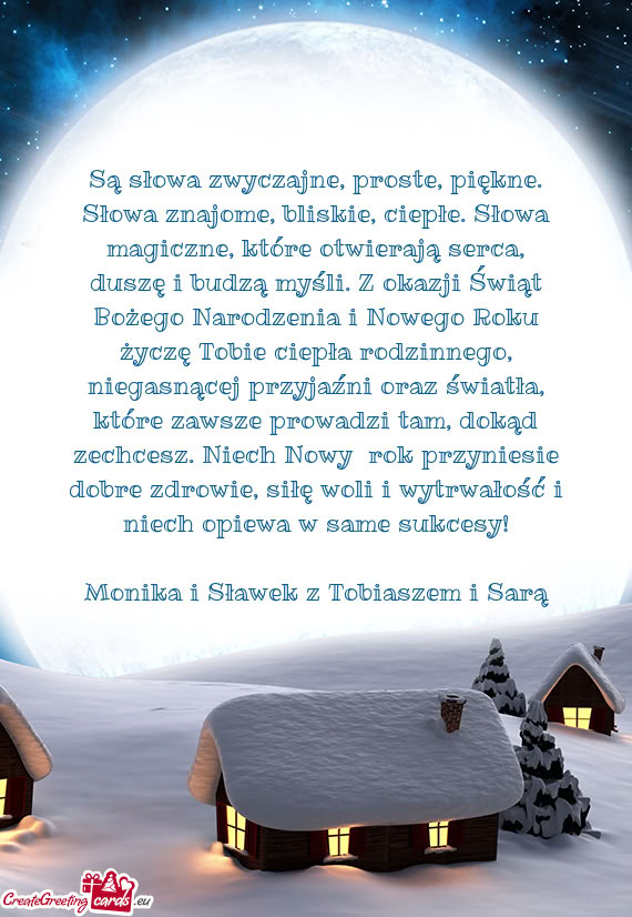 Siłę woli i wytrwałość i niech opiewa w same sukcesy! Monika i Sławek z Tobiaszem i Sarą