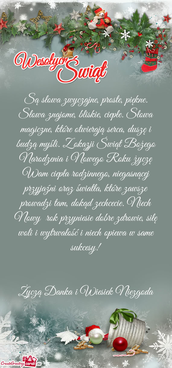 Siłę woli i wytrwałość i niech opiewa w same sukcesy!  Życzą Danka i Wiesiek Niezgoda