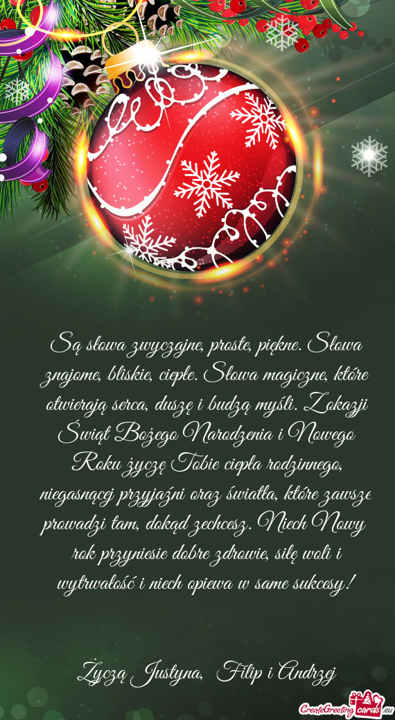 Siłę woli i wytrwałość i niech opiewa w same sukcesy!  Życzą Justyna