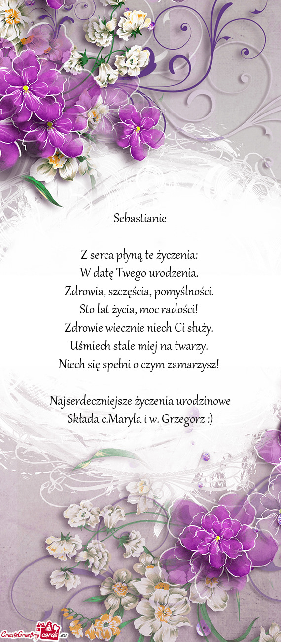 Składa c.Maryla i w. Grzegorz :)