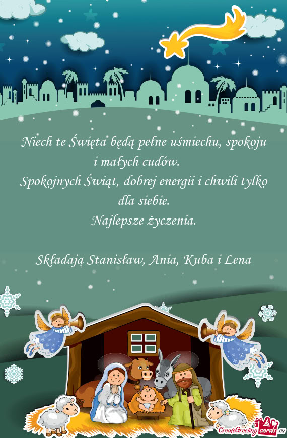 Składają Stanisław, Ania, Kuba i Lena