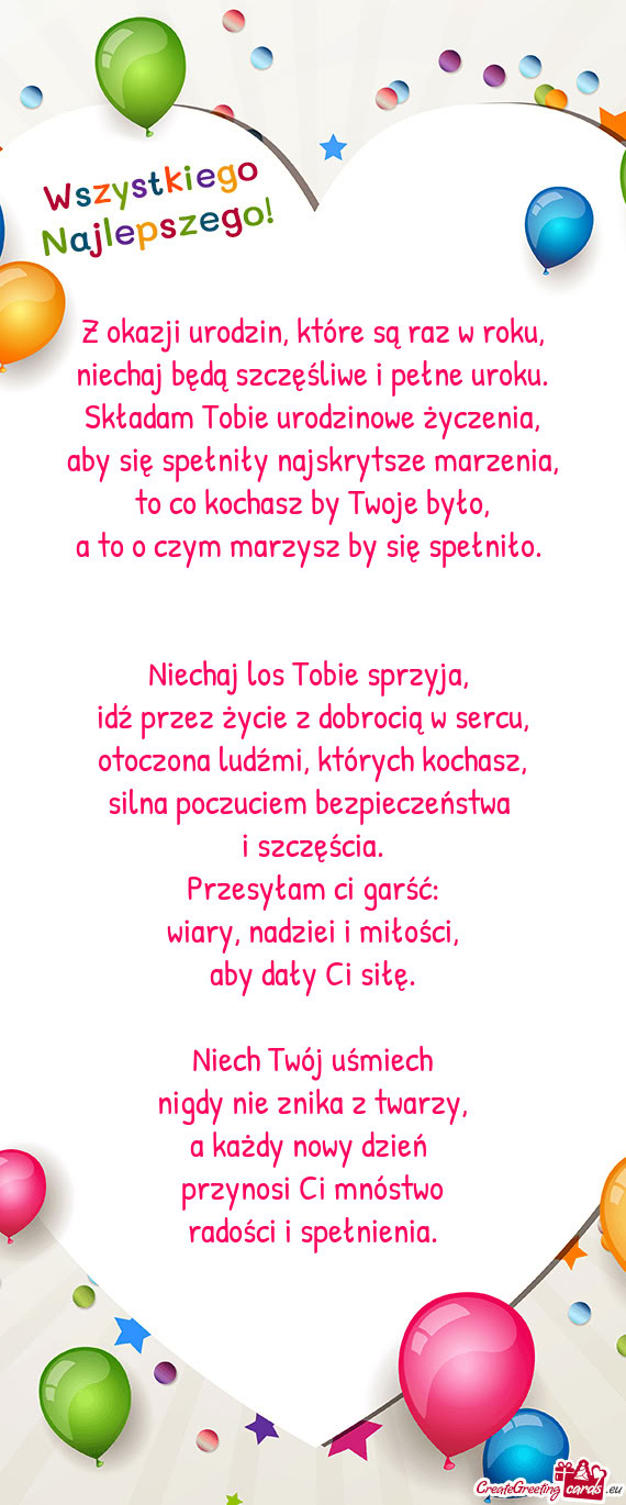 Składam Tobie urodzinowe życzenia
