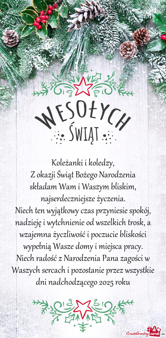 Składam Wam i Waszym bliskim, najserdeczniejsze życzenia