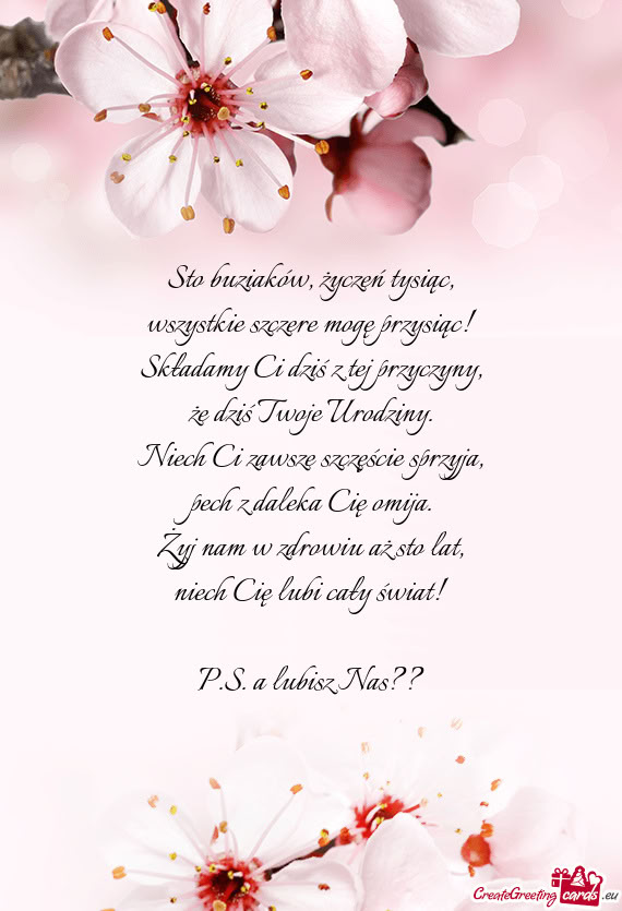 Składamy Ci dziś z tej przyczyny