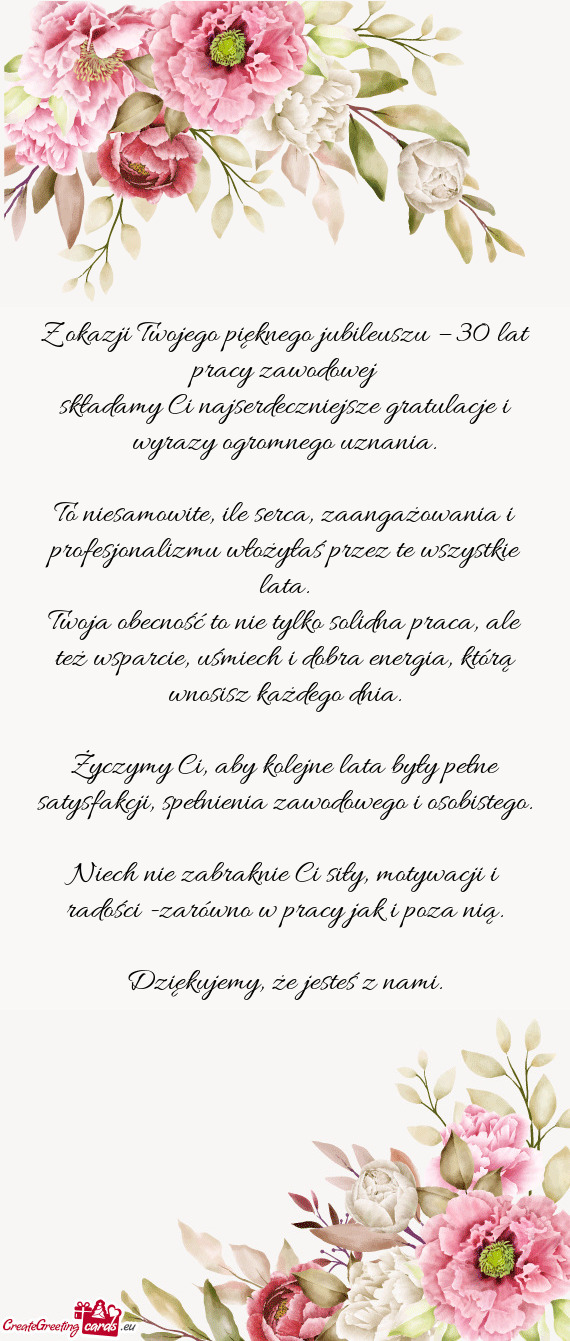 Składamy Ci najserdeczniejsze gratulacje i wyrazy ogromnego uznania