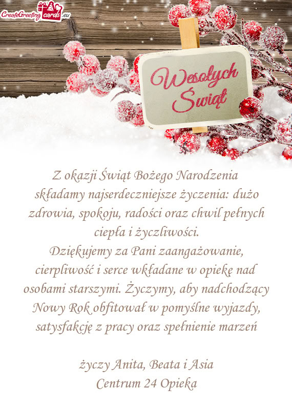 Składamy najserdeczniejsze życzenia: dużo zdrowia, spokoju, radości oraz chwil pełnych ciepła