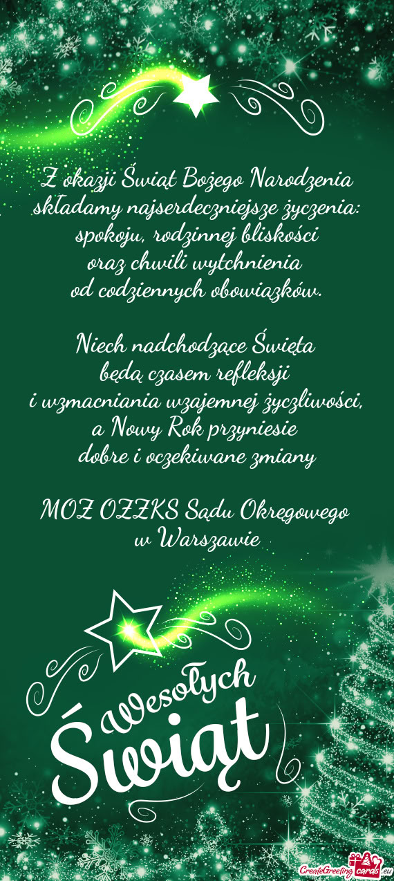 Składamy najserdeczniejsze życzenia: spokoju, rodzinnej bliskości