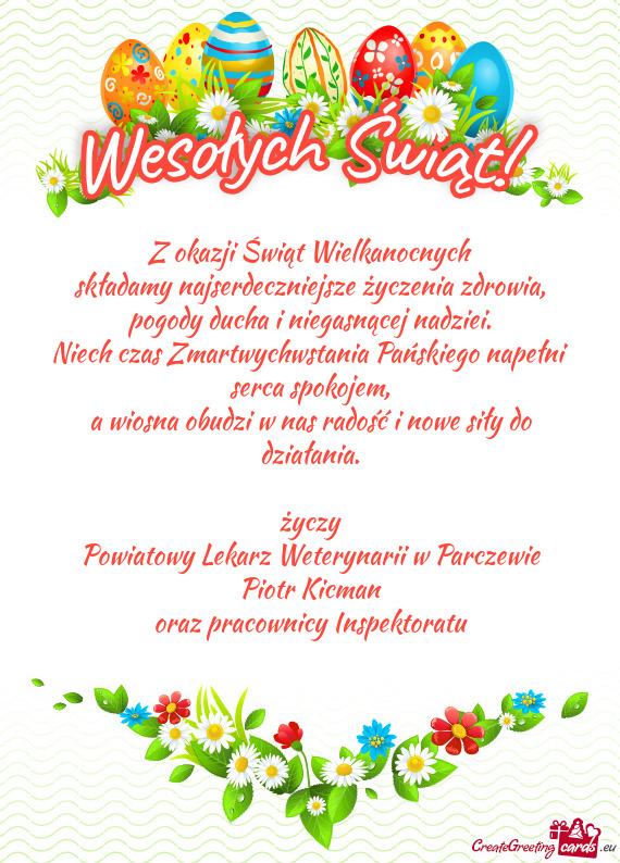 Składamy najserdeczniejsze życzenia zdrowia, pogody ducha i niegasnącej nadziei