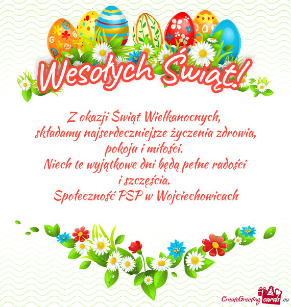 Składamy najserdeczniejsze życzenia zdrowia, pokoju i miłości