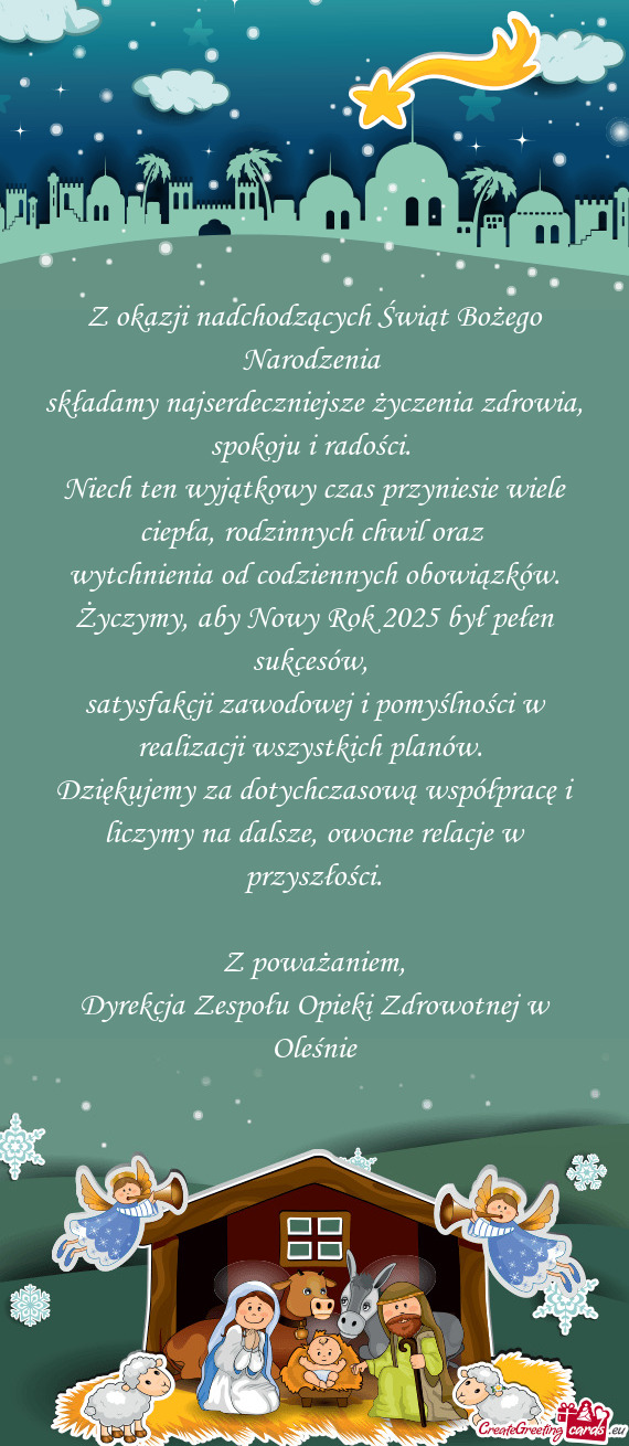 Składamy najserdeczniejsze życzenia zdrowia, spokoju i radości